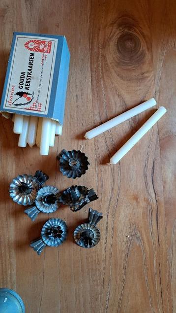 Vintage metalen kaarsenhouders inclusief kaarsjes. beschikbaar voor biedingen