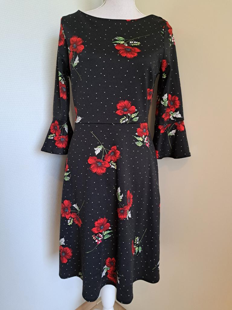 Zwart bloem jurk Paraphrase, Maat 38/40 (M), Paraphrase, Zwart, Nieuw