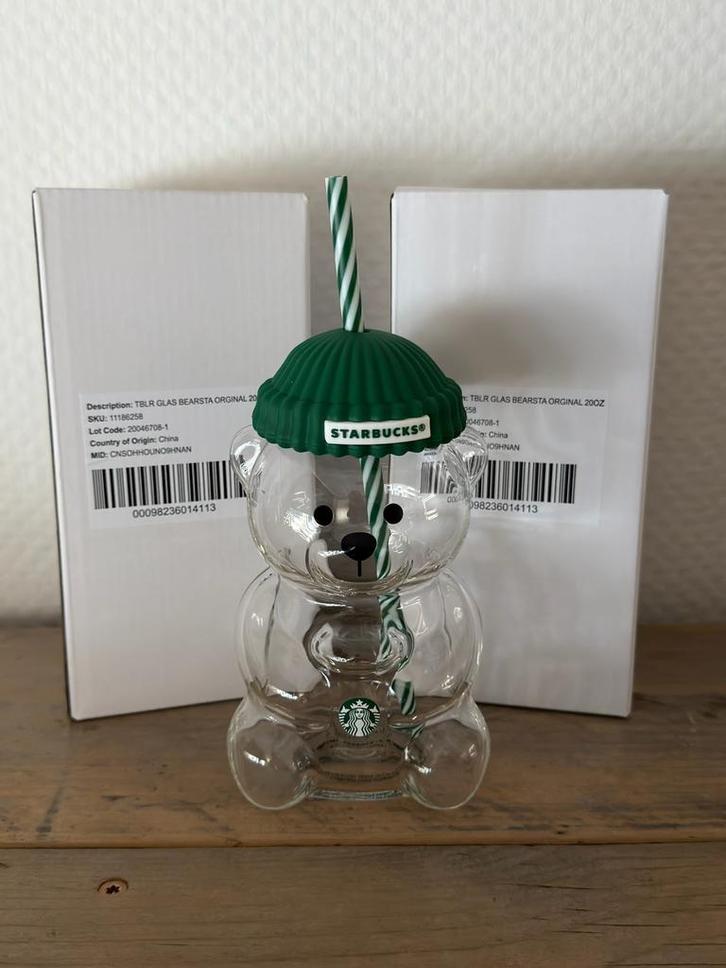 Nieuw Starbucks Bearista glazen beker incl. rietje limited, Verzamelen, Glas en Borrelglaasjes, Nieuw, Overige typen, Ophalen of Verzenden