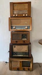 5 antieke vintage houten oude radio’s, Antiek en Kunst, Antiek | Tv's en Audio, Verzenden
