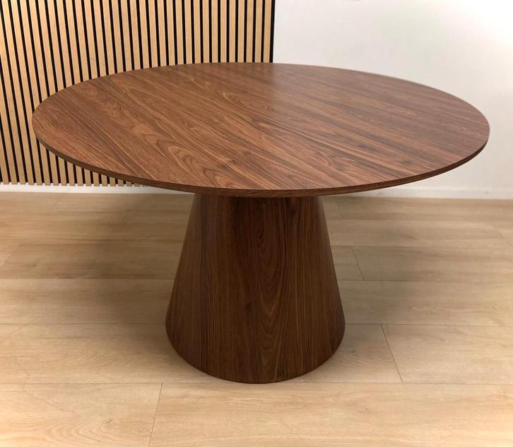 Japandi ronde eettafel 120cm donkerbruin hout fineer, Huis en Inrichting, Tafels | Eettafels, Nieuw, 100 tot 150 cm, 100 tot 150 cm