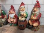 4 grote Vintage tuinkabouters , Vrolijke figuren, Ophalen, Kunststof, Gebruikt, .