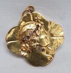 Art nouveau hangertje goud., Sieraden, Tassen en Uiterlijk, Antieke sieraden, Goud, Hanger, Ophalen of Verzenden