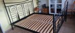 Stijlvol zwart metalen bedframe met lattenbodem, Ophalen, Tweepersoons, Zo goed als nieuw, 200 cm