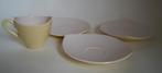 vintage set 1x kop 3x schotel Huizen Holland tulipe geel wit, Gebruikt, Ophalen of Verzenden, Overige stijlen, Kop(pen) en/of Schotel(s)