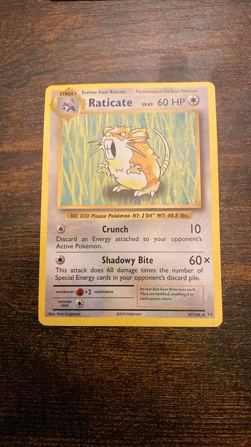Raticate stage 1 dure en biezondere kaart, Hobby en Vrije tijd, Verzamelkaartspellen | Pokémon, Zo goed als nieuw, Losse kaart