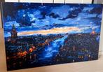 Canvas print schilderij – stadsgezicht Amsterdam 90x59 cm, Antiek en Kunst, Ophalen of Verzenden