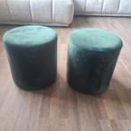 Set van 2 groene velvet poefjes, Ophalen, Minder dan 50 cm, Minder dan 50 cm, Zo goed als nieuw