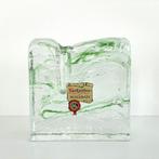 groen glazen solifleur VAASJE Germany ijsglas vintage 70's, Minder dan 50 cm, Groen, Glas, Gebruikt