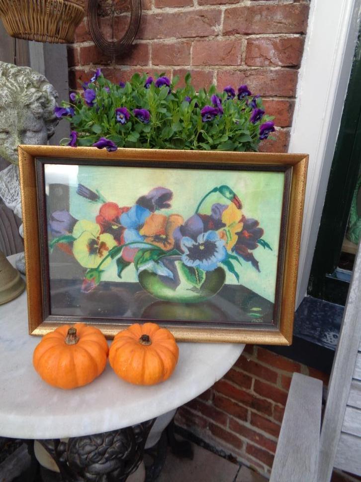 Oud Schilderij Violen van Kunsthandel Nanno Meijer *Mimosa*, Antiek en Kunst, Kunst | Schilderijen | Klassiek, Ophalen of Verzenden