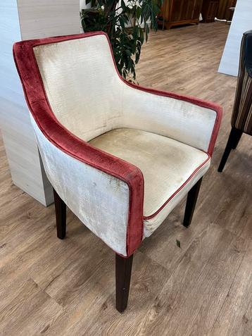 LAATSTE KANS -Horeca fauteuil creme/rood eetkamer stoel beschikbaar voor biedingen
