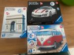 Ravensburger 3D Puzzels - Porsche, VW, Arc de Triomphe, Ophalen, Minder dan 500 stukjes, Zo goed als nieuw, Rubik's of 3D-puzzel
