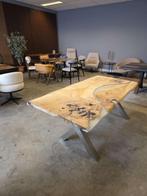 Epoxy Eettafelblad - Mazel Hout - 160x80cm, Nieuw, 150 tot 200 cm, Vier personen, Rechthoekig