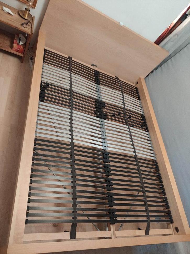 Ikea Malm bed 140*200 + lattenbodem, Huis en Inrichting, Slaapkamer | Bedden, Gebruikt, Tweepersoons, 140 cm, Hout, Bruin, Ophalen