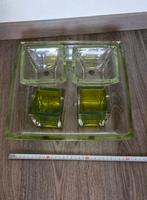 Glasset sier (30 cm, met glazen plaat eronder), Antiek en Kunst, Antiek | Glas en Kristal, Ophalen of Verzenden