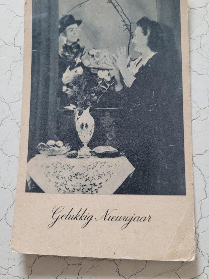 Oude ongelopen Nederlandse nieuwjaarskaart, Verzamelen, Ansichtkaarten | Themakaarten, Ongelopen, 1940 tot 1960, Feest(dag), Ophalen of Verzenden