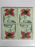 4 stuks Jugendstil tegels 15x15x0,6 cm, Antiek en Kunst, Ophalen of Verzenden