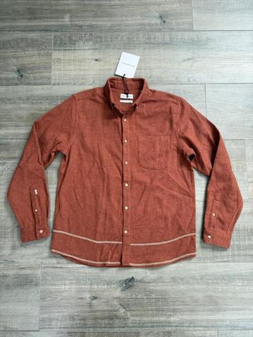 Edmmond Studios Heren overhemd shirt Terracotta Large Nieuw beschikbaar voor biedingen