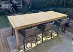 Teakhouten tuintafel 210x90 zgan, Ophalen, Zo goed als nieuw, Rechthoekig, Teakhout