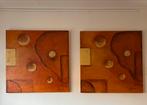Twee prachtige schilderijen 100x100 met certificaat, Antiek en Kunst, Kunst | Schilderijen | Abstract, Ophalen