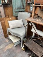 Grijs geverfd stoeltje sober,landelijk,brocant,vintage NU 35, Huis en Inrichting, Fauteuils, Ophalen, Zo goed als nieuw, X, Stof
