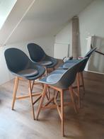 Barkruk kuipstoel 4 stuks, grijs, Huis en Inrichting, Stoelen, Ophalen, Kunststof, Zo goed als nieuw, Vier