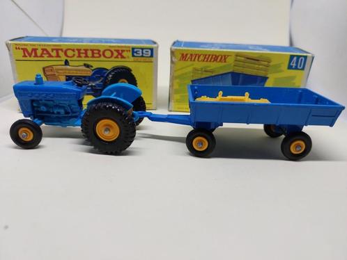 2 X MATCHBOX FORD TRACTOR No39 EN HAY TRAILER No40 UIT 1969., Hobby en Vrije tijd, Modelauto's | Overige schalen, Nieuw, Tractor of Landbouw