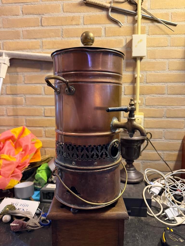 antieke roodkoperen koffiezetter of koffiekan,   1850-1900., Antiek en Kunst, Antiek | Koper en Brons, Ophalen of Verzenden