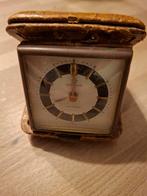 Reiswekker Junghans in lederen doos - vintage, Ophalen, Gebruikt