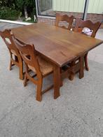 Eiken eethoek met 4 stoelen, Ophalen, Gebruikt, 4 tot 6 stoelen