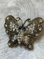 Kleine vlinderbroche, fijntjes, met strass, Ophalen of Verzenden, Broche, Koper