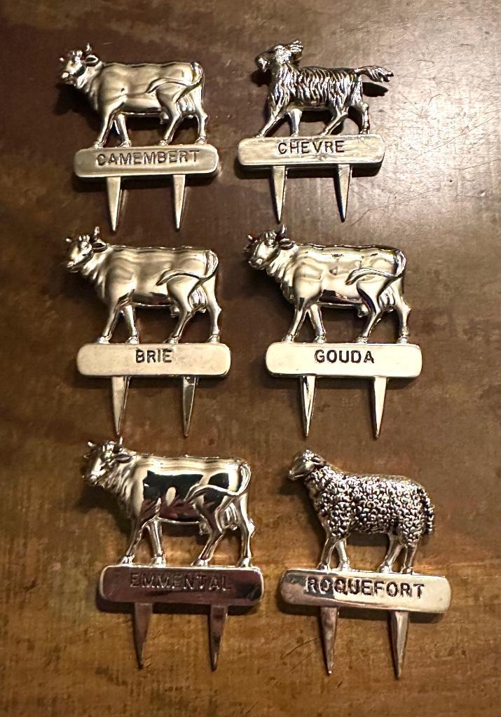 Kaasprikkers kaas prikkers Frans vintage curiosa verzilverd, Antiek en Kunst, Curiosa en Brocante, Verzenden