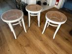 3x Thonet krukjes webbing met stempel / merk wit gestempeld, Ophalen, Gebruikt, Hout