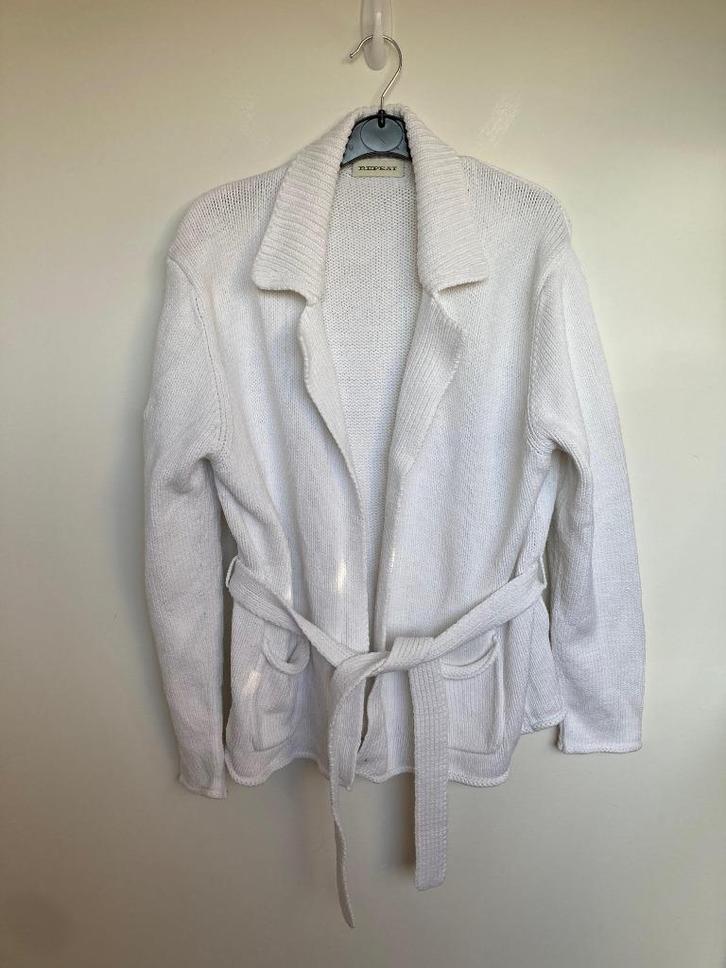Repeat wit grofgebreid vest met ceintuur maat M 40, Kleding | Dames, Truien en Vesten, Zo goed als nieuw, Maat 38/40 (M), Wit