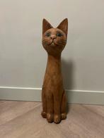Antiek Houten Kat Beeld, Tuin en Terras, Ophalen of Verzenden, Gebruikt, Hout, Dierenbeeld