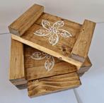 Set van 4 robuuste houten onderzetters *NIEUW* (oz2) .a, Huis en Inrichting, Woonaccessoires | Onderzetters, Ophalen of Verzenden