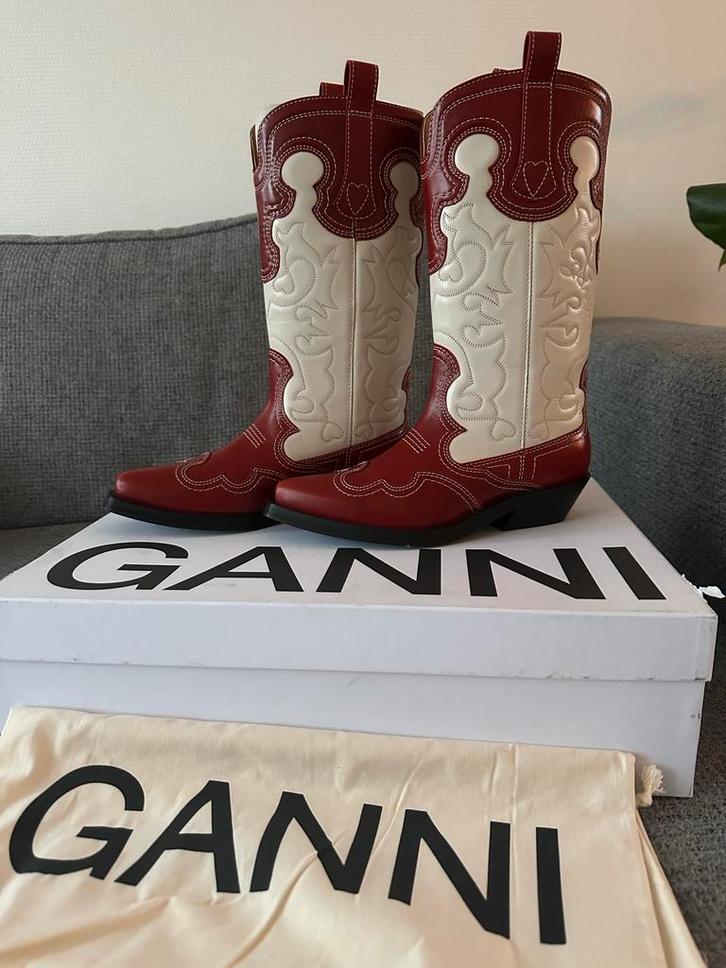 Nieuwe Ganni Cowboy Laarzen - Echt Leer, Kleding | Dames, Schoenen, Nieuw, Hoge laarzen, Rood, Ophalen of Verzenden