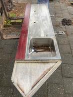 Spoelbak met extra kraan - Zonder lekbladen, Gebruikt, 150 tot 200 cm, Ophalen of Verzenden, Minder dan 100 cm