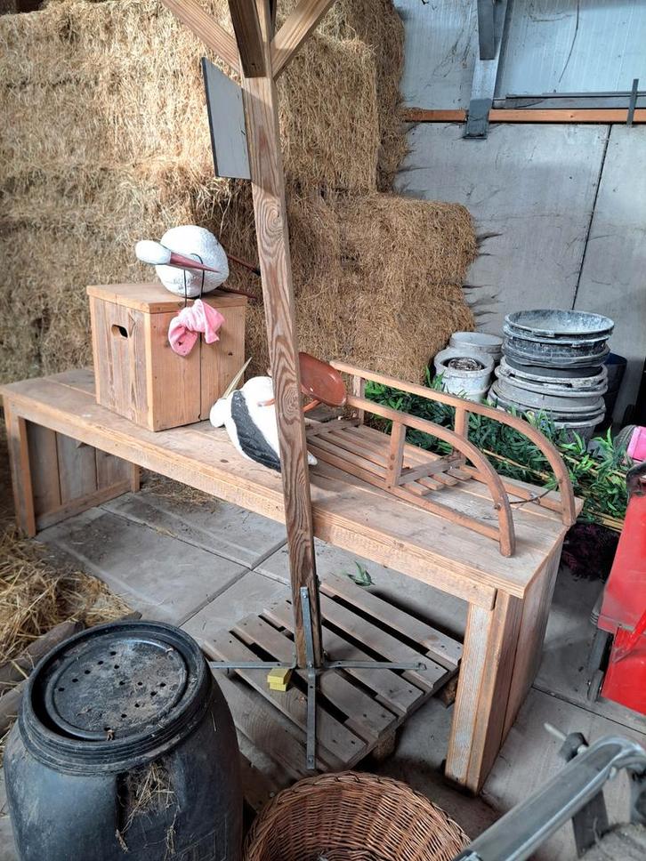Ooievaar met nest - Geboorte decoratie, Tuin en Terras, Tuinbeelden, Ophalen of Verzenden