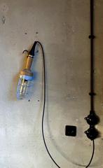 Industria vintage industriële bunkerlamp, lamp met kooi, Ophalen, Gebruikt, Glas, Vintage, industrieel