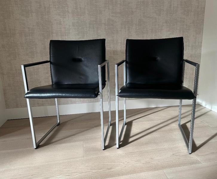 Arco Frame XL stoel, 6x, Huis en Inrichting, Stoelen, Gebruikt, Vijf, Zes of meer stoelen, Leer, Zwart, Ophalen