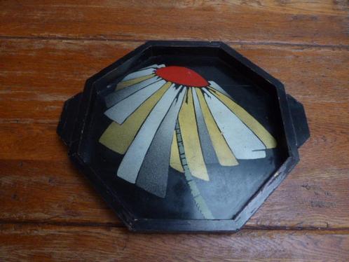 Art deco houten dienblad met bloem, Antiek en Kunst, Antiek | Woonaccessoires, Ophalen of Verzenden