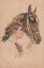 Vrouw met paard trajectstempel    HULST> Walsoorden 1934 911, Verzenden, Voor 1920, Gelopen, Overige thema's