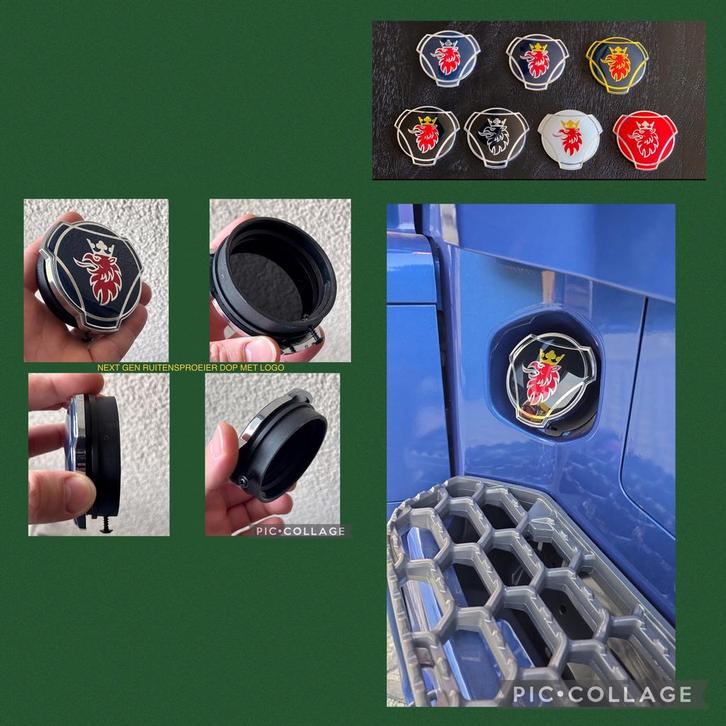 Scania ruitensproeier doppen met logo/embleem, Auto-onderdelen, Vrachtwagen-onderdelen, Scania, Nieuw, Ophalen of Verzenden