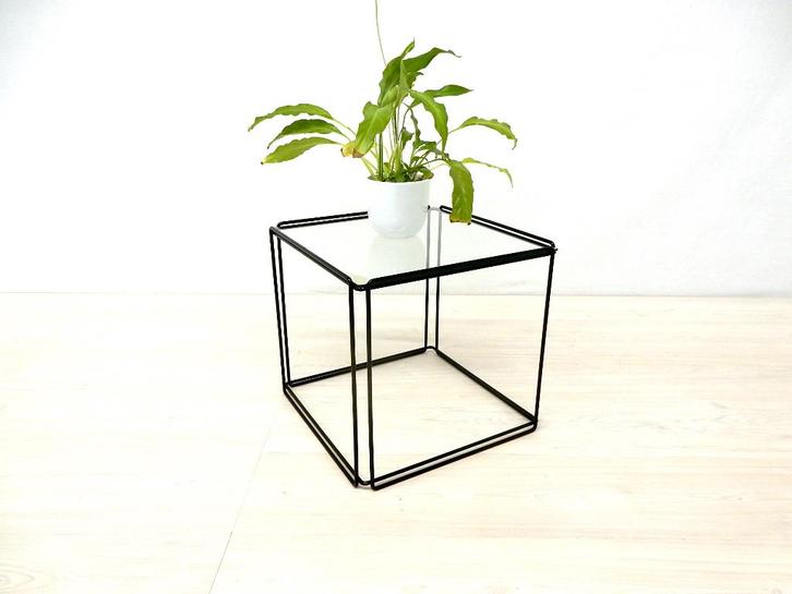 vintage Max Sauze kubus bijzettafel Atrow Isocele 1970, Huis en Inrichting, Tafels | Bijzettafels, Gebruikt, Vierkant, 45 tot 60 cm