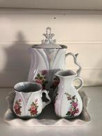 brocante porceleinen set ROZEN theepot koffiekan 4-delig, Ophalen