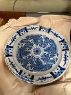 Zeer Oud Antiek Porseleinen Bord – Blauw en Wit Delfts Blauw, Ophalen of Verzenden