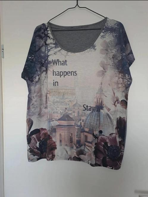 MS mode grijs shirt met print maat XXL?, Kleding | Dames, T-shirts, Zo goed als nieuw, Maat 46/48 (XL) of groter, Grijs, Korte mouw