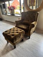 Fauteuil met hocker, Huis en Inrichting, Fauteuils, 75 tot 100 cm, Ophalen of Verzenden, Stof, 50 tot 75 cm