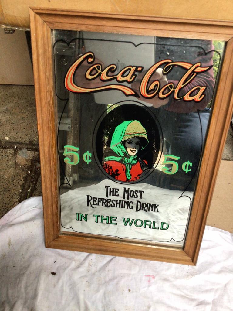 Reclame spiegel. Coca cola in goede staat, Antiek en Kunst, Antiek | Spiegels, Ophalen of Verzenden, Rechthoekig, Minder dan 50 cm